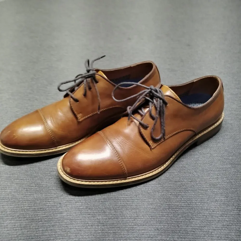 Vince Camuto Lamson Oxford Dress Shoes Brown Leather Cap Toe Mens